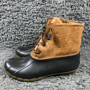 Sperry Top-Sider Women's 8.5 Croc Print Duck Boot TAN/Brown